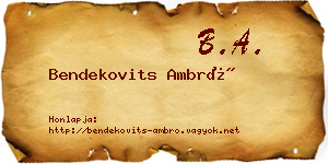 Bendekovits Ambró névjegykártya